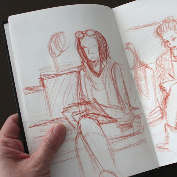 Life Drawing, colored pencil sketch