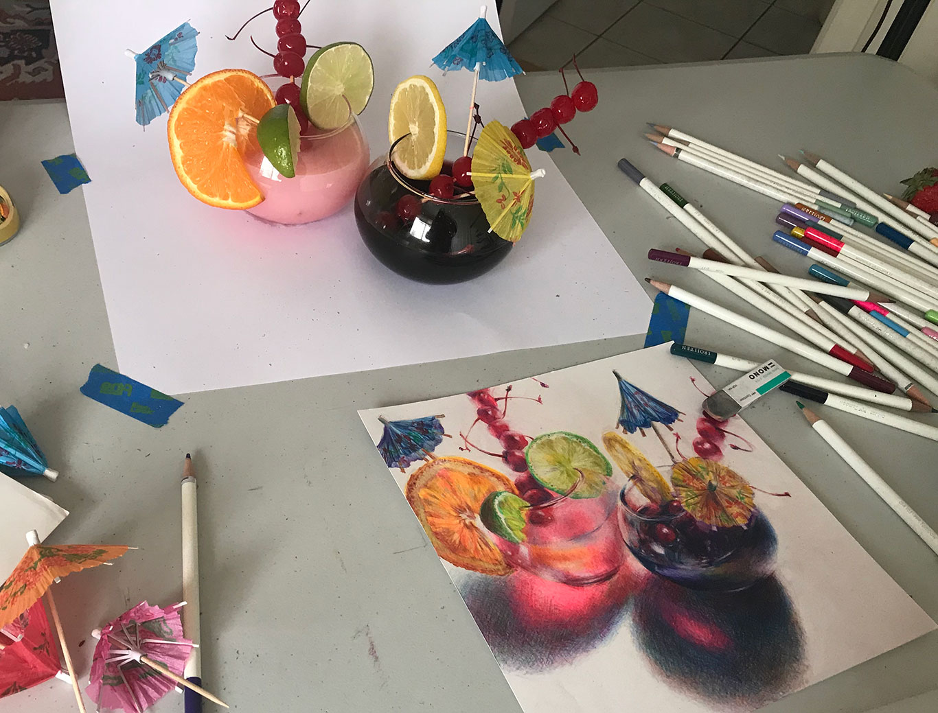 Colored Pencil Still Life, Clara Lieu