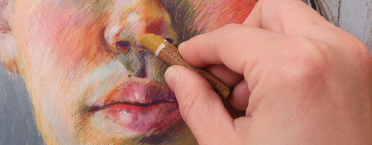 Drawing a Portrait with Caran d'Ache Crayons