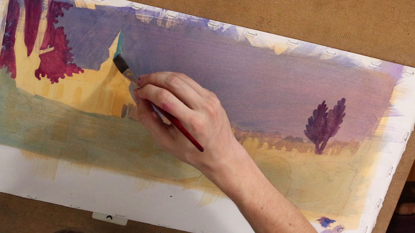 Gouache Landscape Painting Tutorial