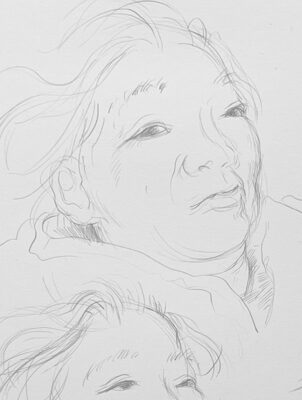 Clara silverpoint drawing mama