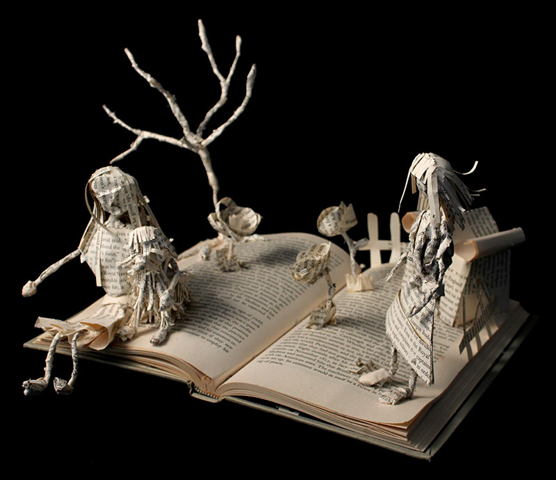 3d recylced book sculpture